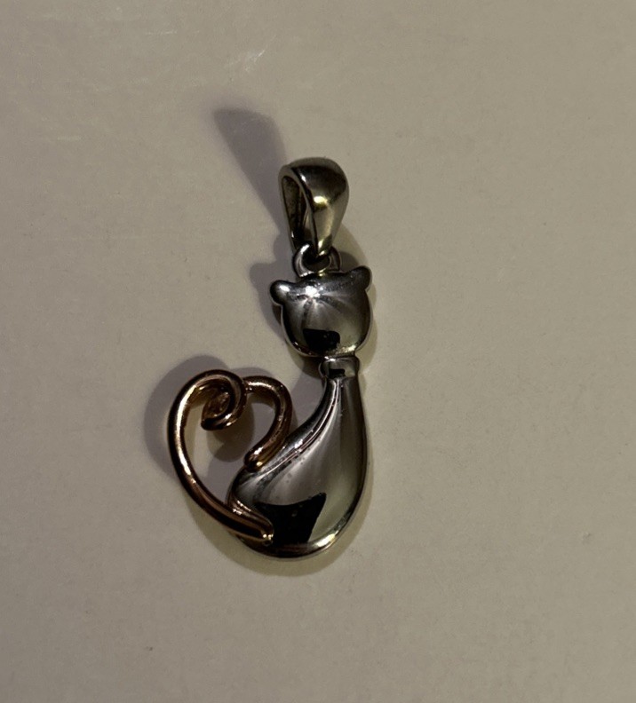 JCM Hallmark Stainless Steel Two Tone Kitty Cat Pendant
