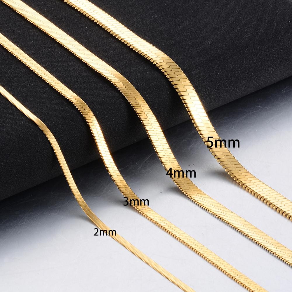 18K Gold Filled Herringbone Chain Necklace 16″/18″/20″/22″/24″ *2/3/4mm/5mm Wide