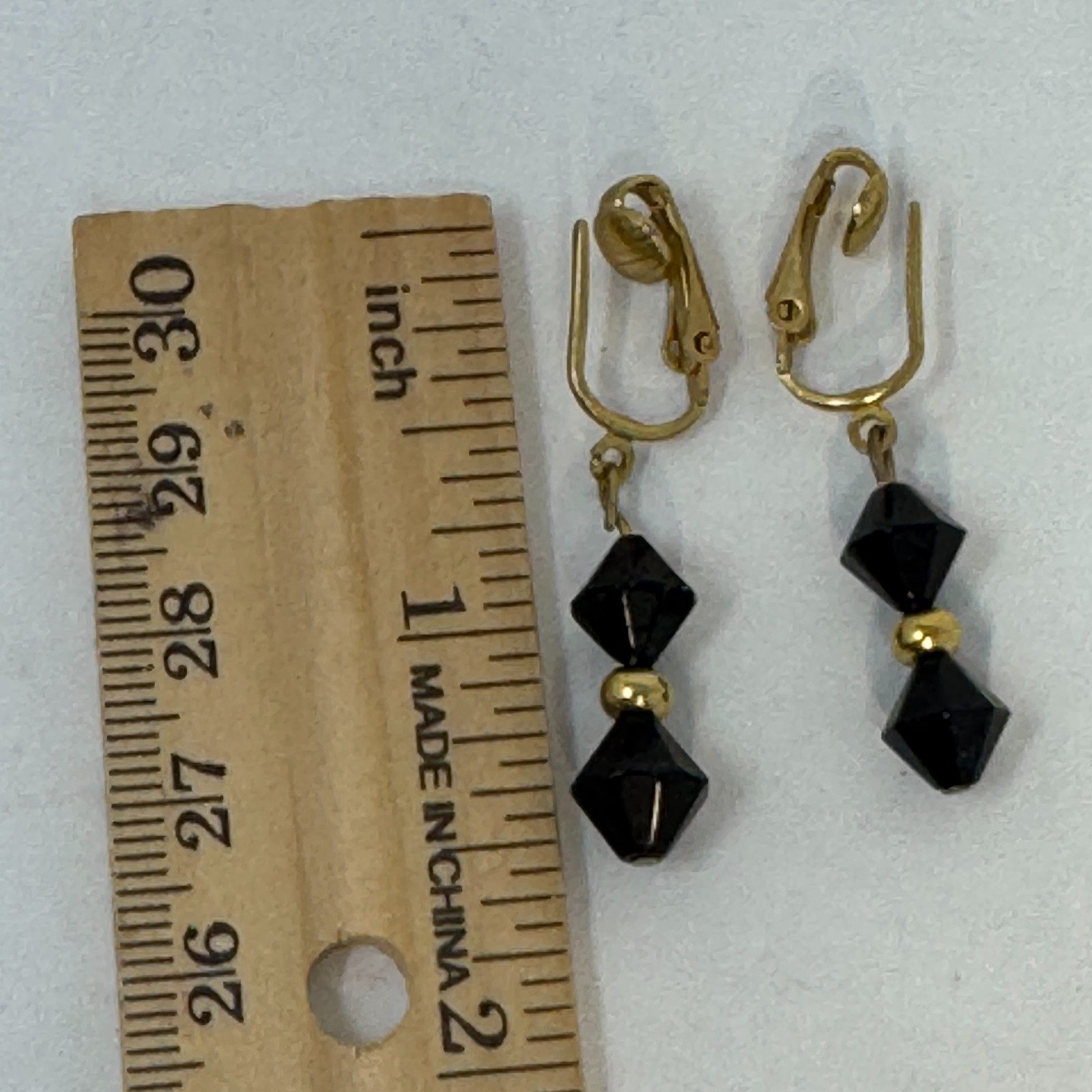 Vintage 60s Black Bicone Bead Necklace Ivory White Carved Resin Rose Pendant Set
