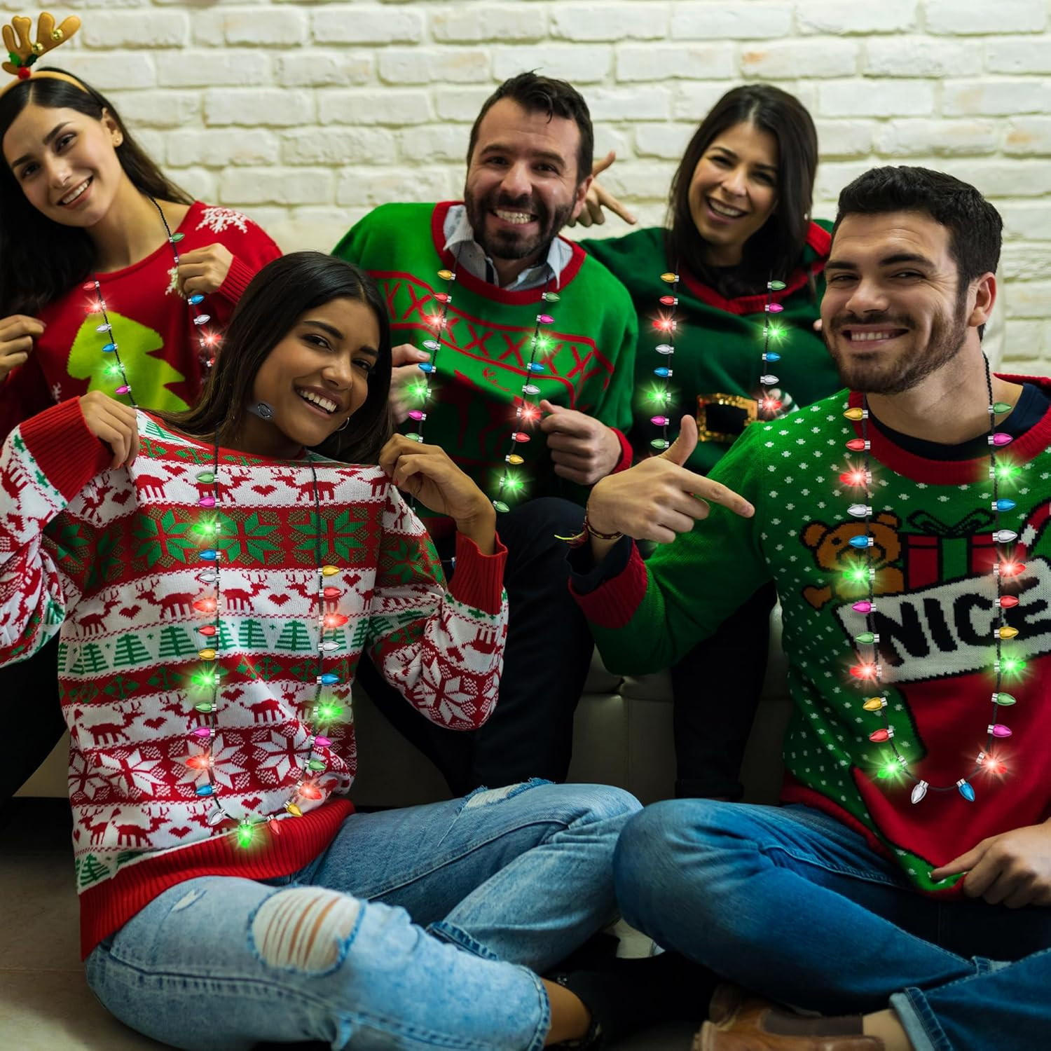 Christmas Light Necklace, Lighting up Xmas Necklace Bulk, Christmas Accessories