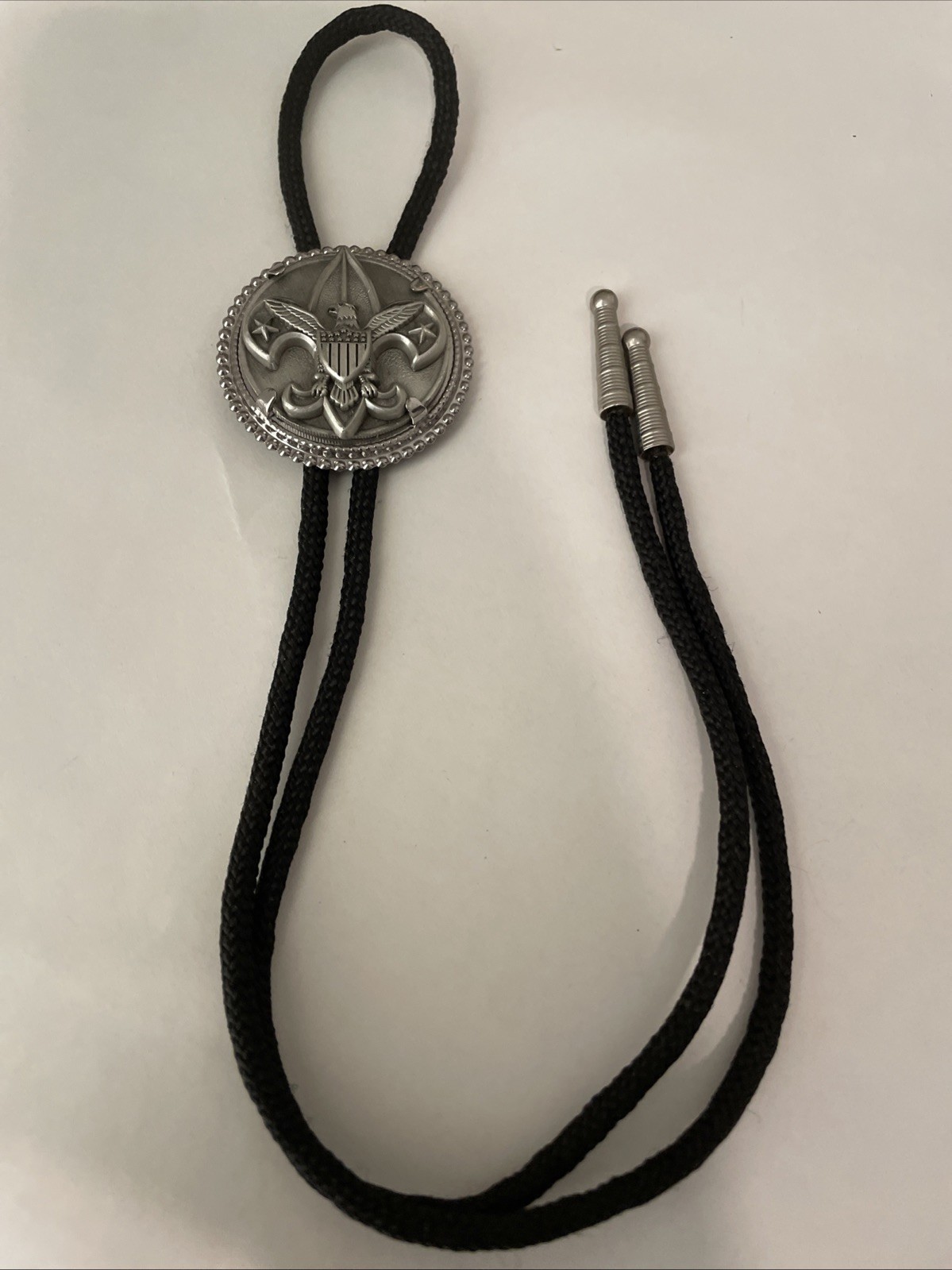 Vintage Fleur De Lis Eagle Crest Bolo Tie Pendant Necklace
