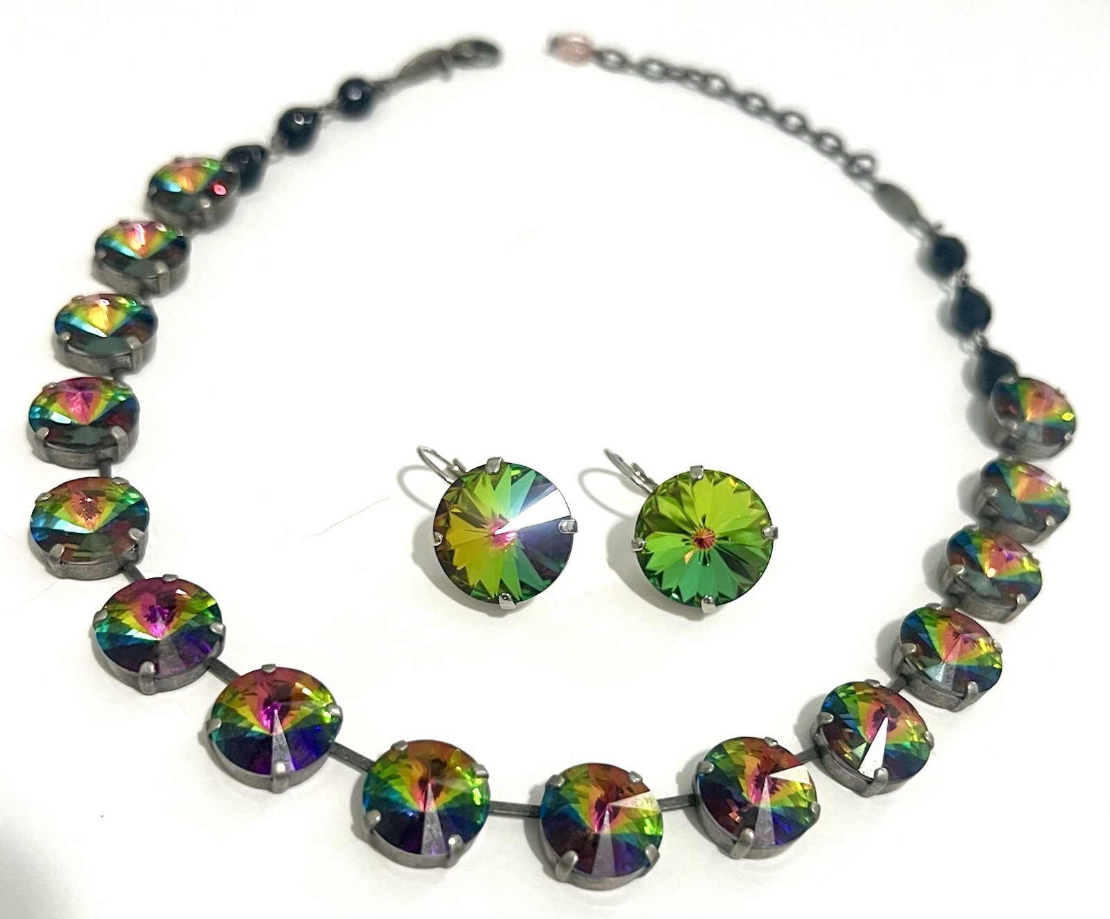 Sabika Austrian Crystal Watermelon Rivoli Necklace & Earrings Manhattan W 2012