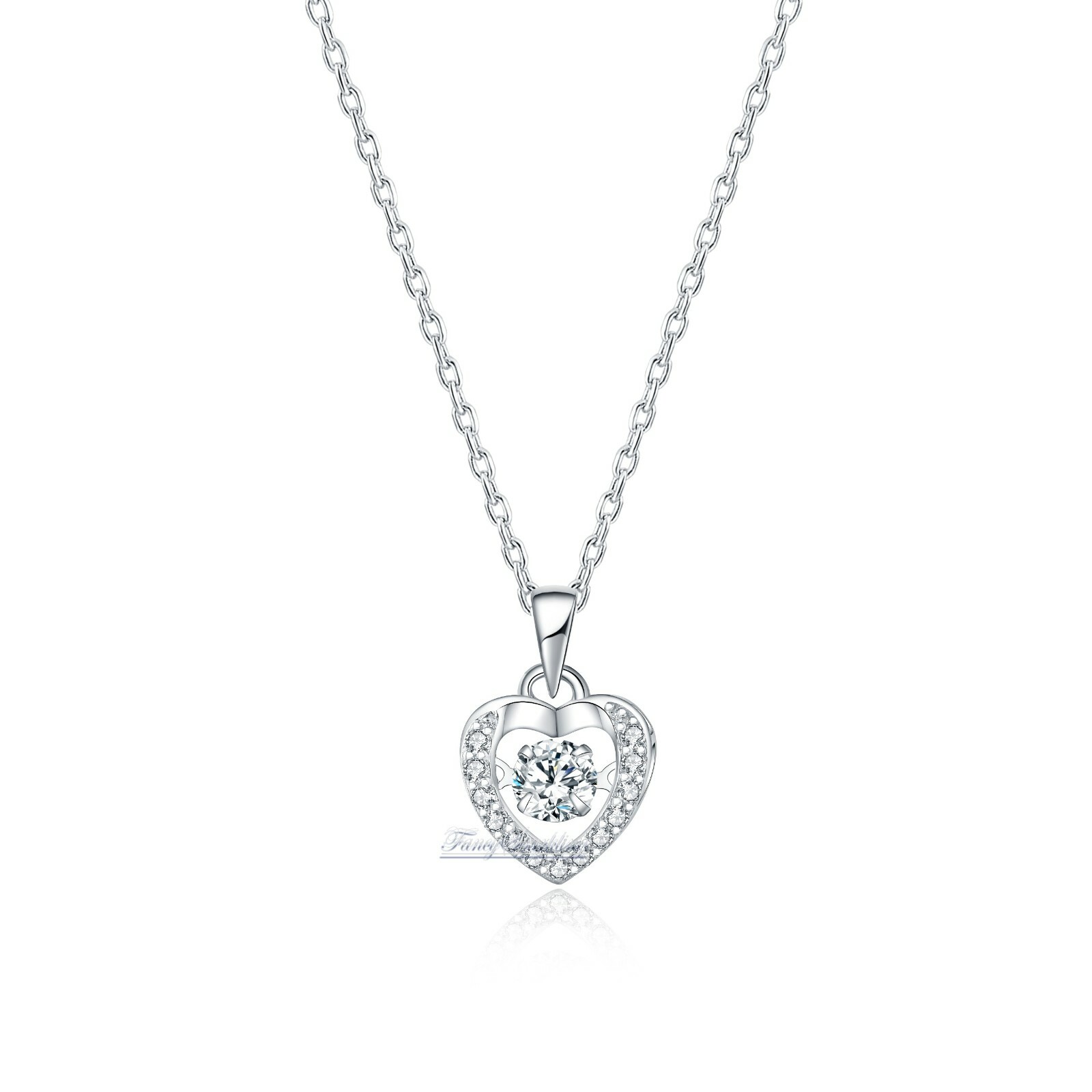 1Ct Womens Heart Pendant Necklace Simulated Diamond 14K Gold Plated Solid Silver