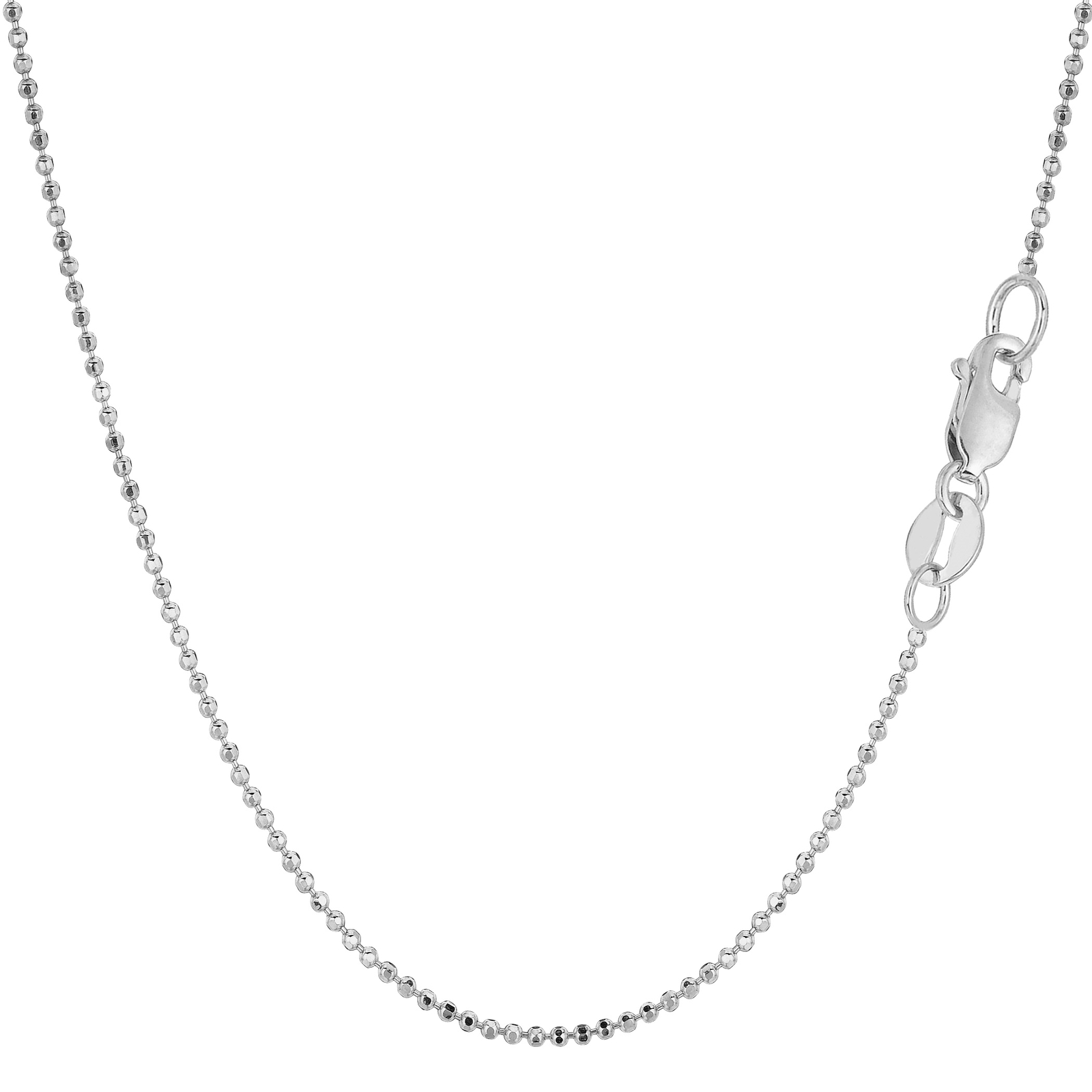 14K White Gold Diamond Cut Bead Chain, Width 1.2mm