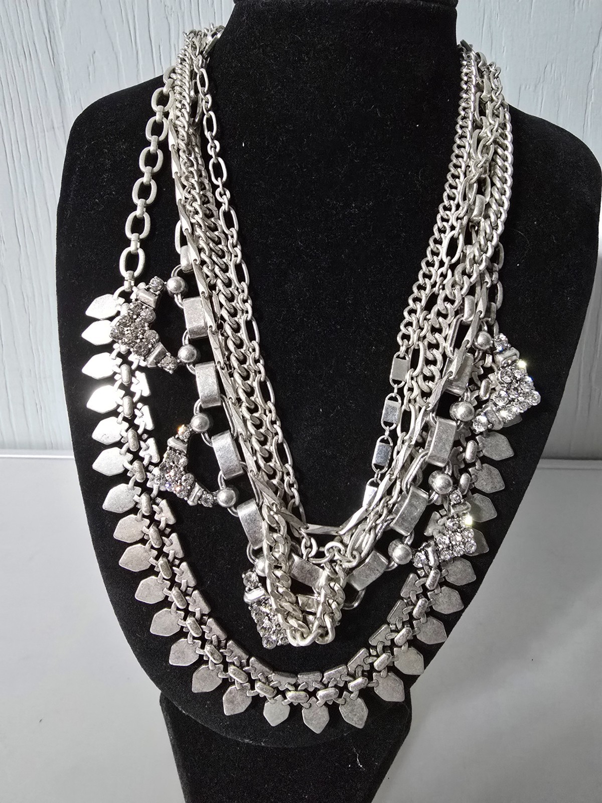 Gorgeous Stella & Dot 6 Layer Convertible Necklace Geometric Shapes & Sparkle
