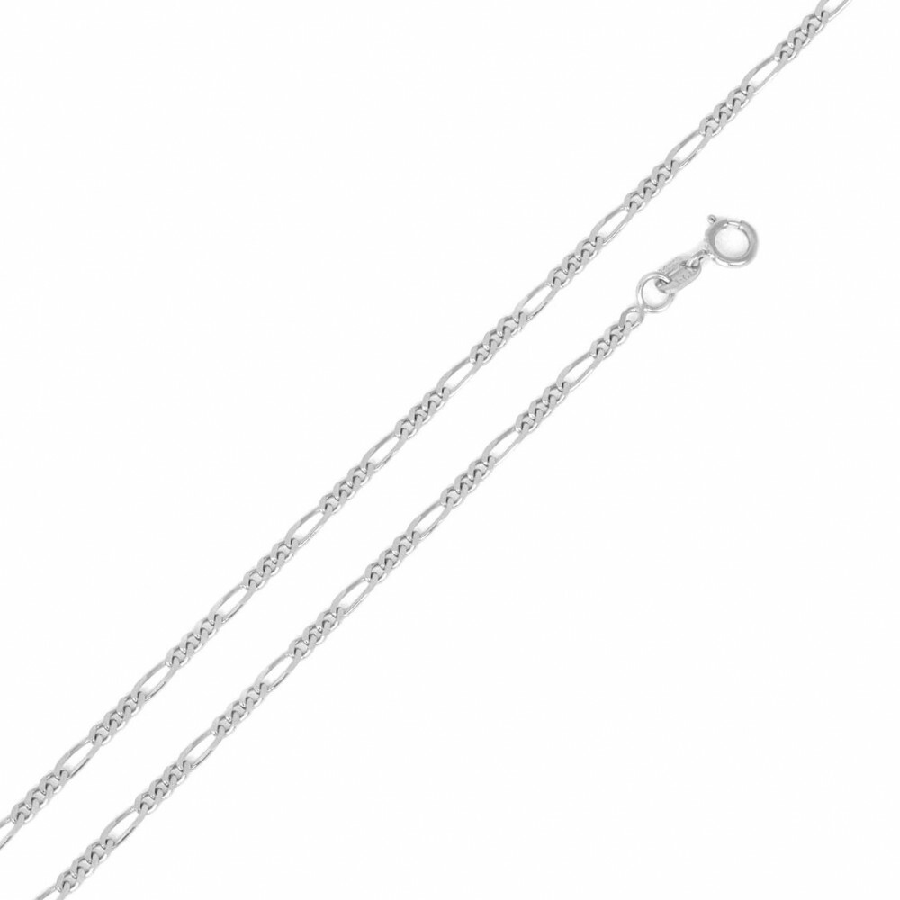 Sterling Silver Rhodium Finish 1.3mm Figaro Chain Necklace, Made in Italy