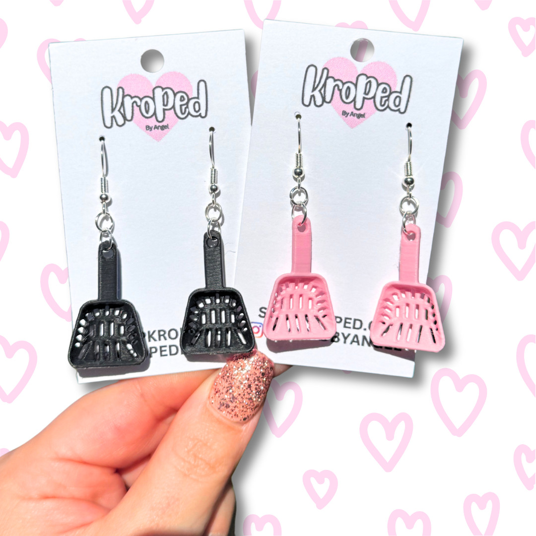 Cat Litter Scooper Earrings Weird 3D Printed Jewelry