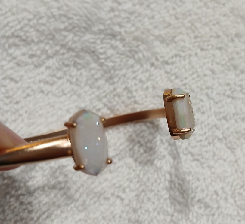 Kendra Scott Bangle Cuff Iridescent Drusy Quartz Rose Gold Bracelet Rare Vintage
