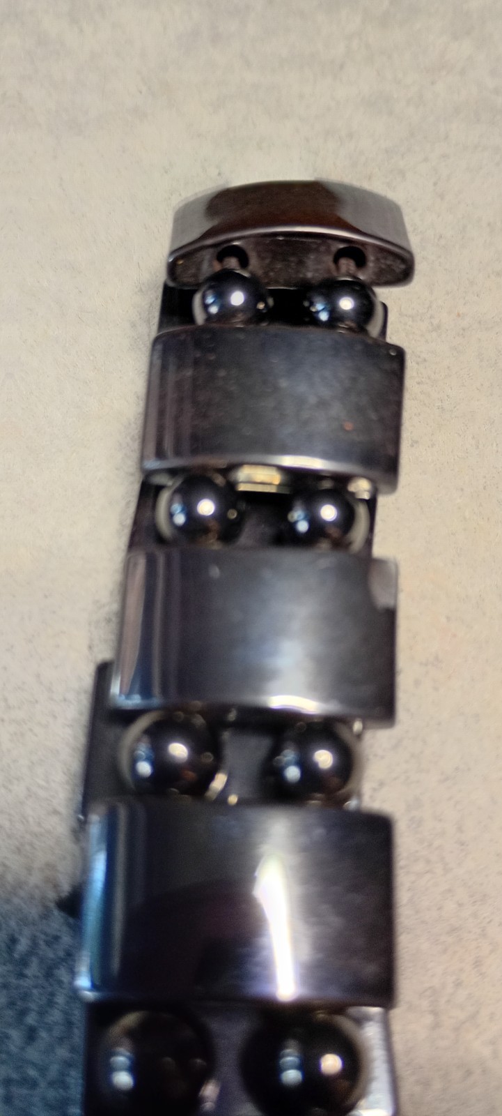BLACK METALLIC BARS AND BALLS STRETCH BRACELET
