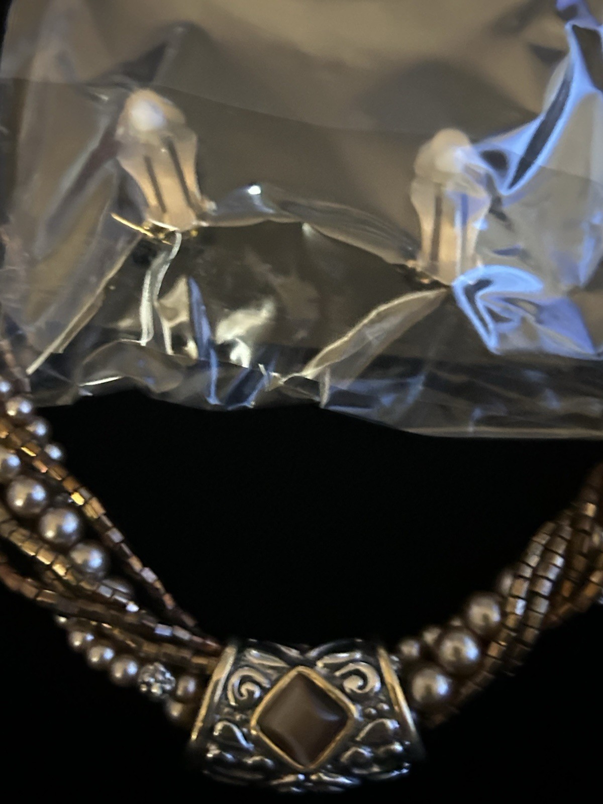 park lane necklace set Brown Gold Silver Beaded Beautiful $130!