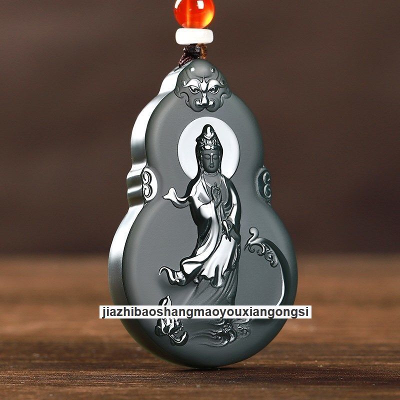 Certified Grade A Hotan Green Jasper Jade Kwan-yin GuanYin Buddha grave Pendant