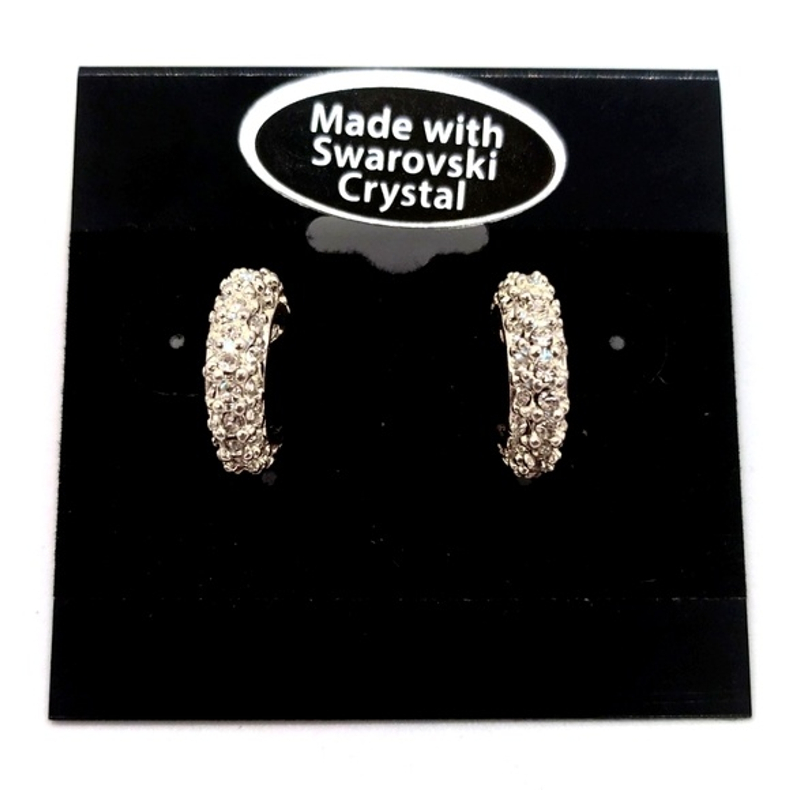 Palladium Plated Made with Swarovski Crystals 3/4″ Mini Hoop Earrings