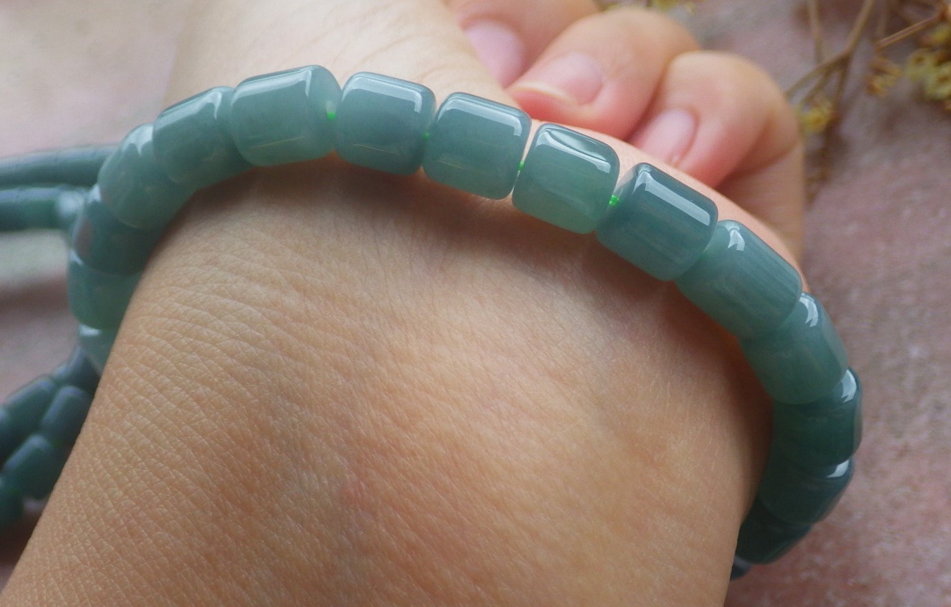 1 Pcs Icy Green 100% A JADE Jadeite Bead Beads Bangle Bracelet 7 inches 734761