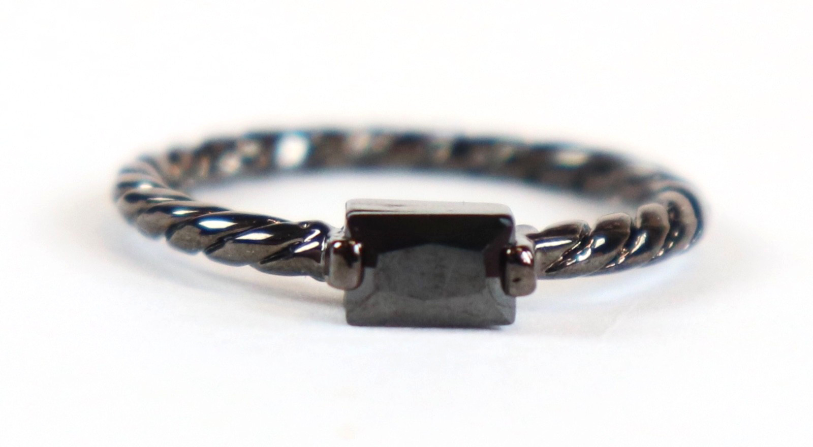 Fab Five 5 Black & Silver Stacking Rings Sz 8.25-7.75 Premier Designs Crystals