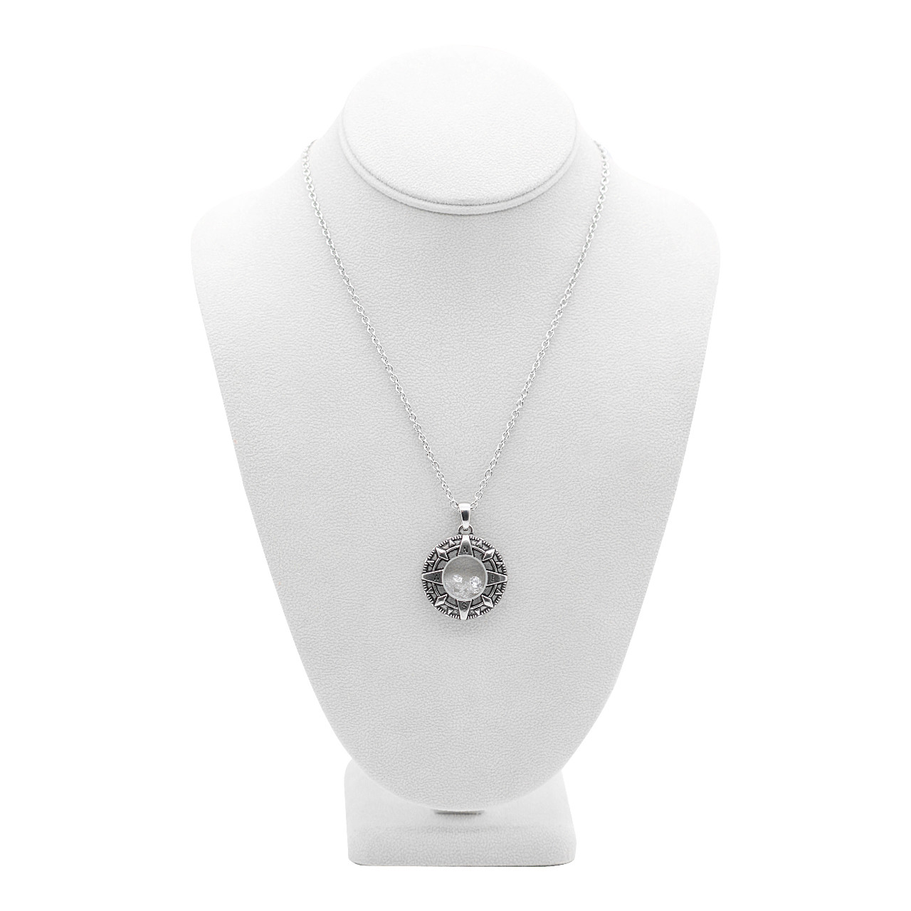 COMPASS FLOATING CHARM WITH WHITE NECKLACE BY CONTROSE