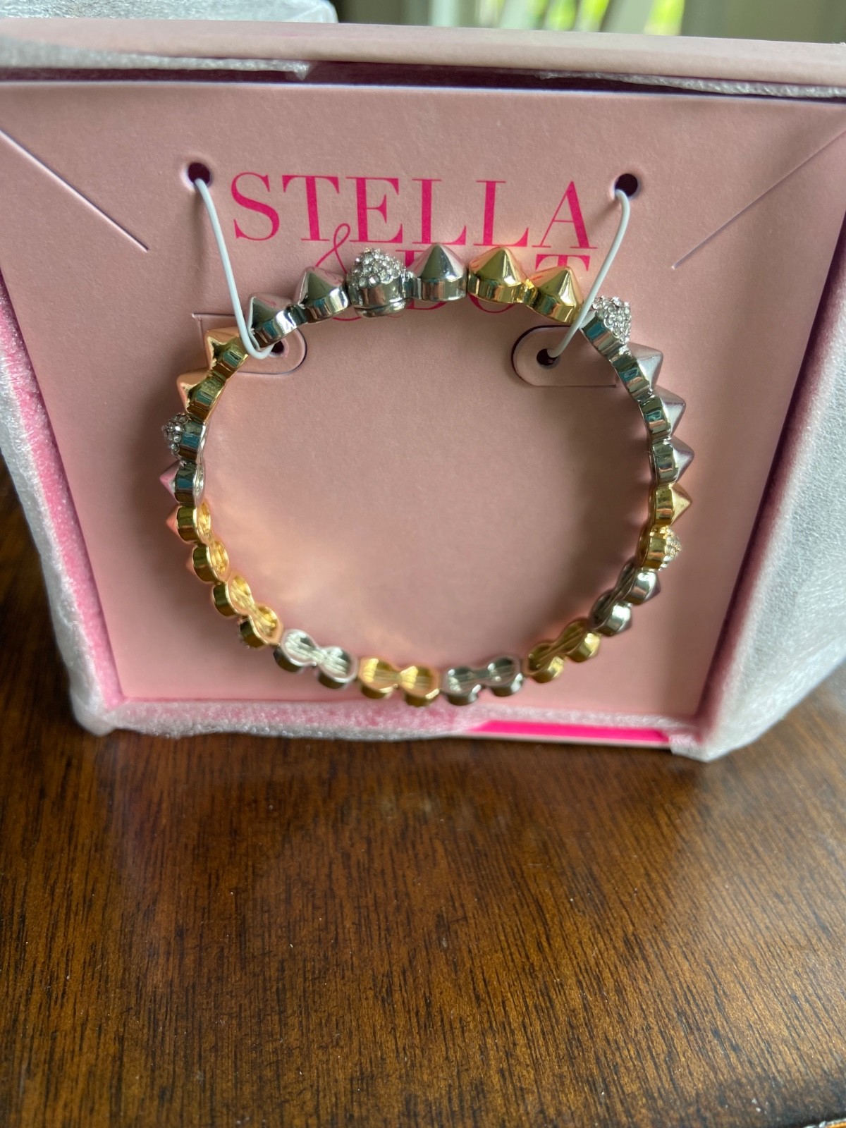 NEW! Stella & Dot Renegade Chain Silver And Gold Sparkles Stretch Bracelet