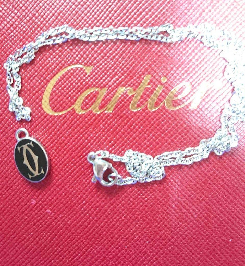 Cartier 2C Double C Motif Silver Logo Charm Height 1.4 cm Width 0.8 cm Unisex