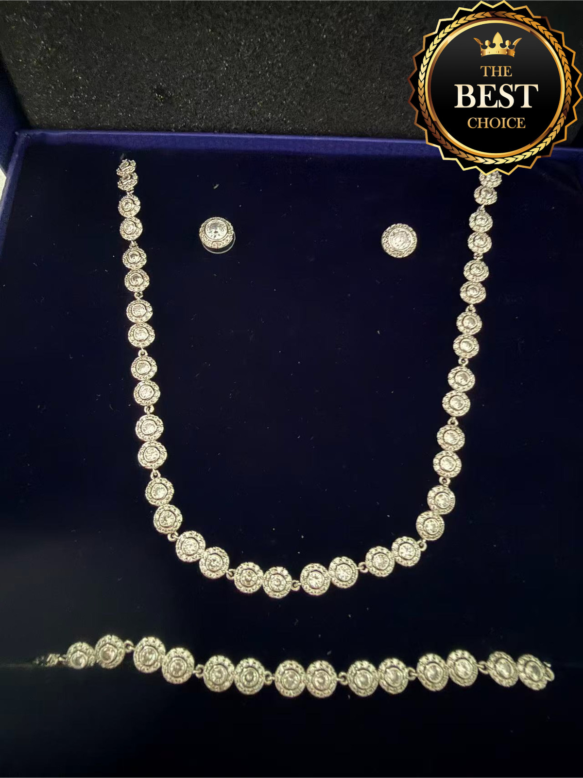White Crystal Angel Jewelry Set Swarovski Tennis Necklace Earrings Bracelet HOT