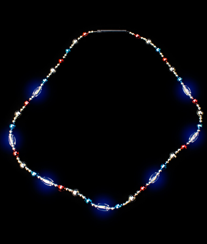 32″ USA Patriotic Jumbo Beaded Flashing Light Up Necklace 4th July Party Labor