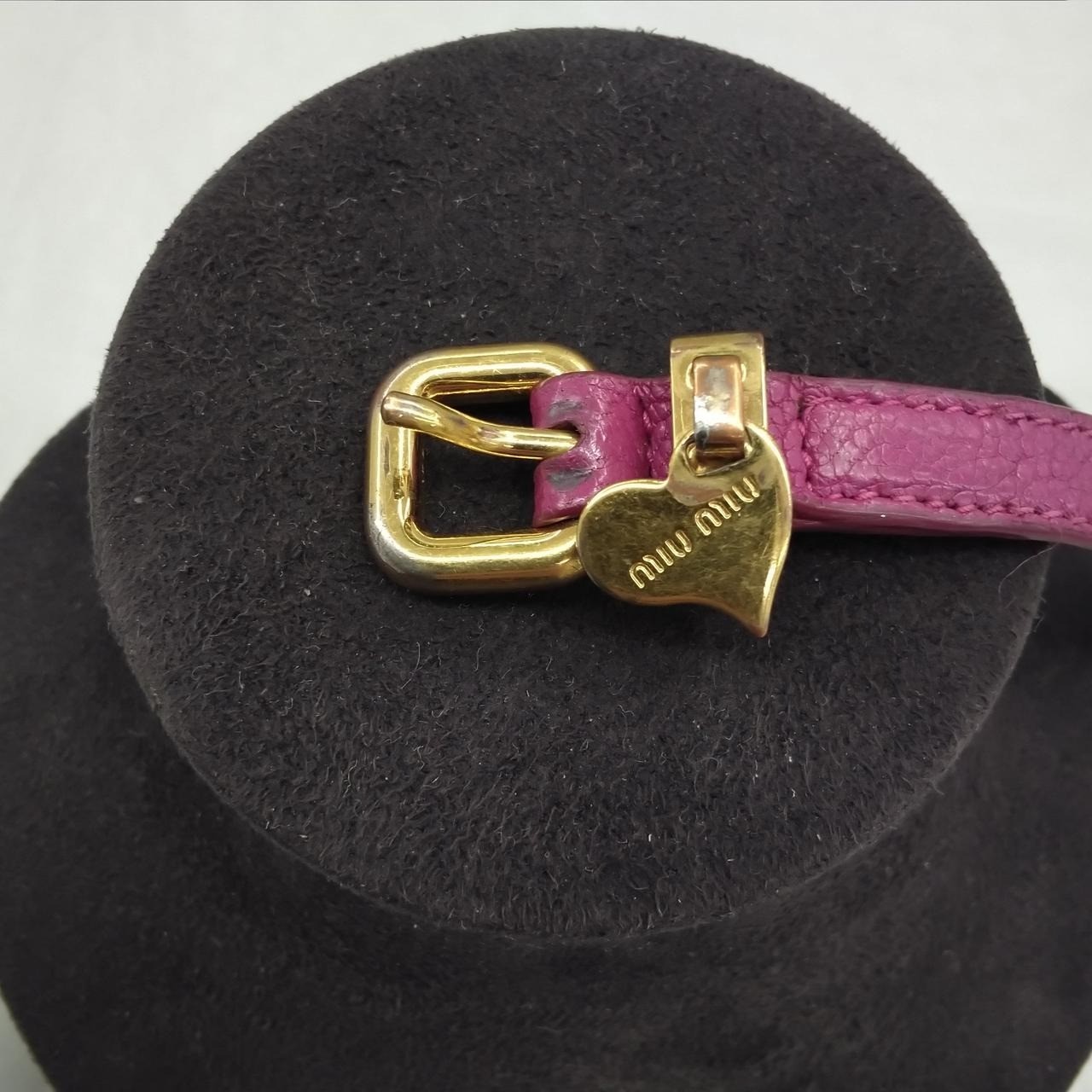 Miu Miu Pink Bracelet Bangle Band Leather Accessory Authentic Gold Women’s