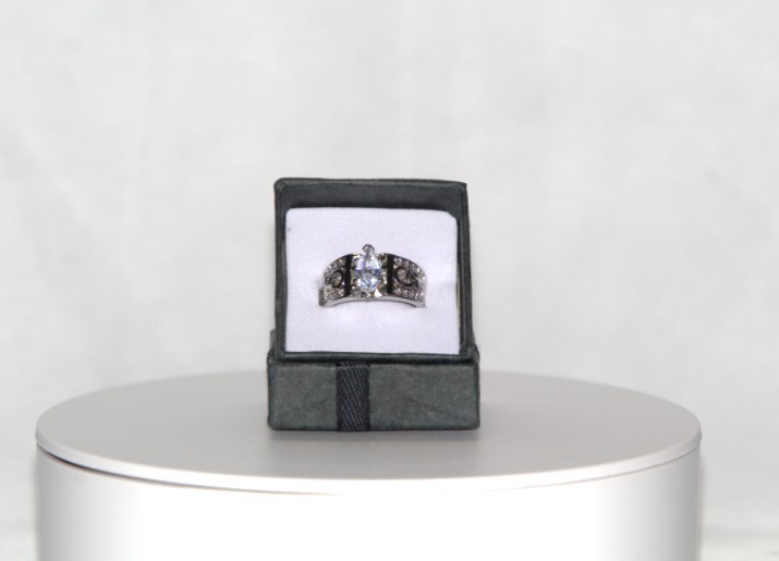 Marquise CZ Statement Ring 925 Sterling Silver Wide Band Filigree Size 6