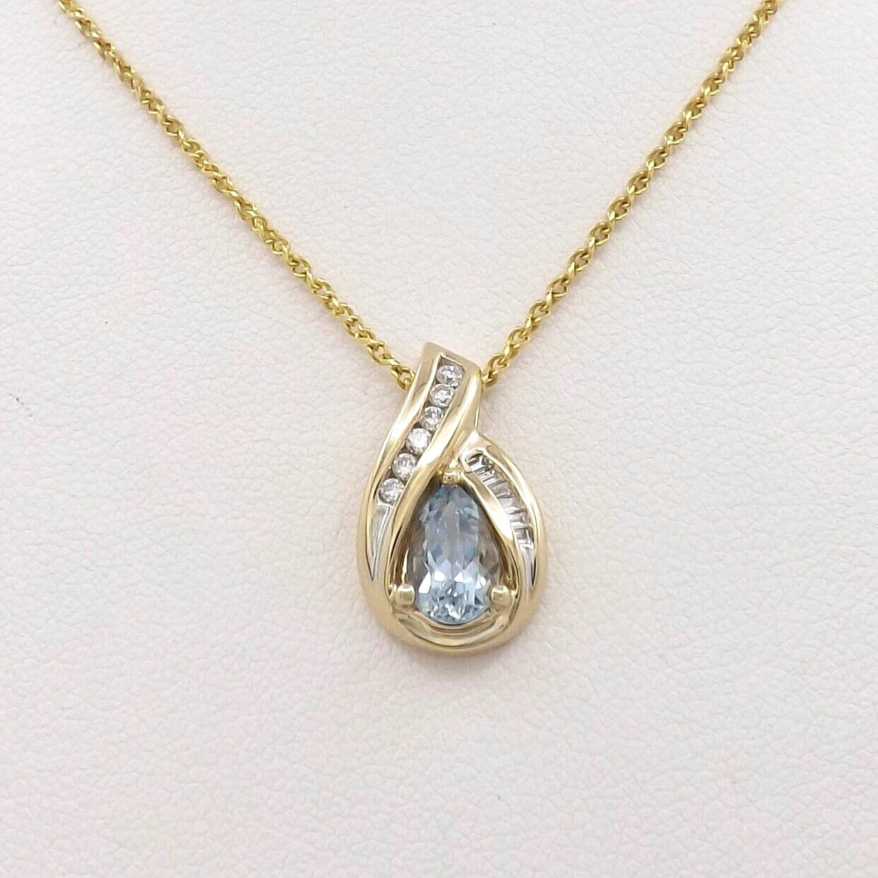 Simulated Aquamarine Women Teardrop Pendant 14K Yellow Gold Plated 2Ct Pear Cut