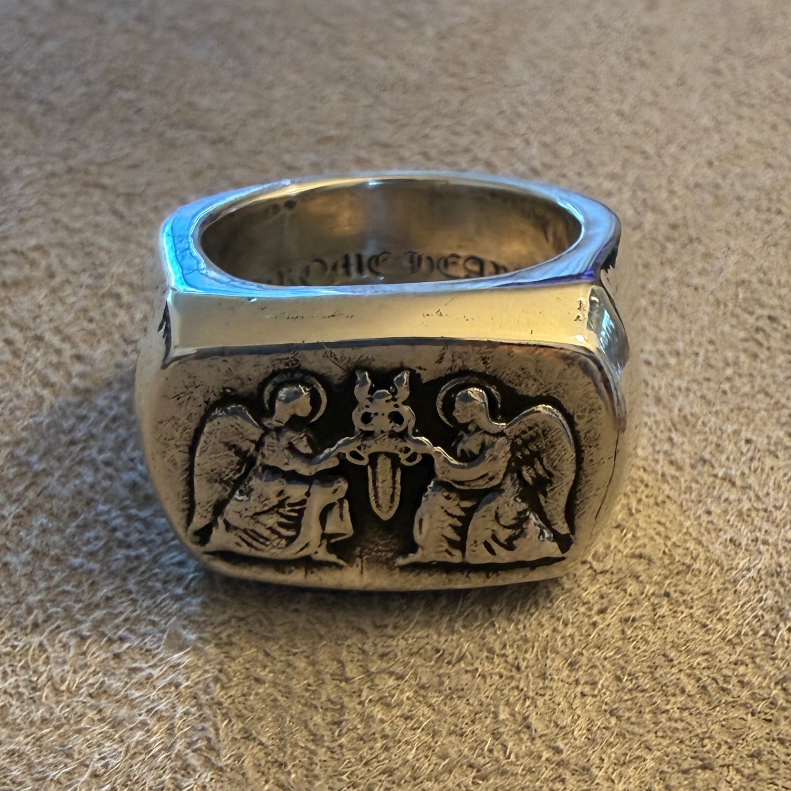 Chrome Hearts Big Pj Angel Silver Ring Size 9.75 *Pre Owned* RARE