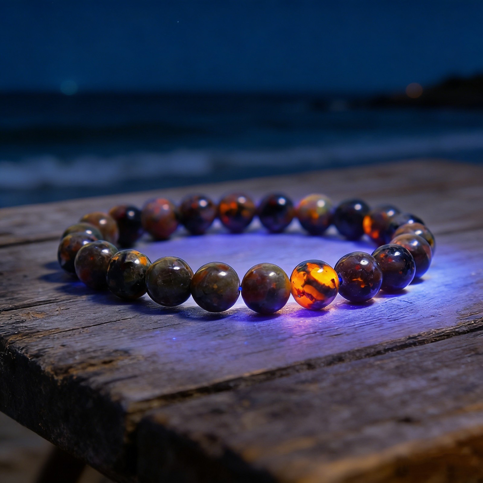 Natural Yooperlite Stretch Bracelet UV Fluorescent Sodalite Crystal Jewelry