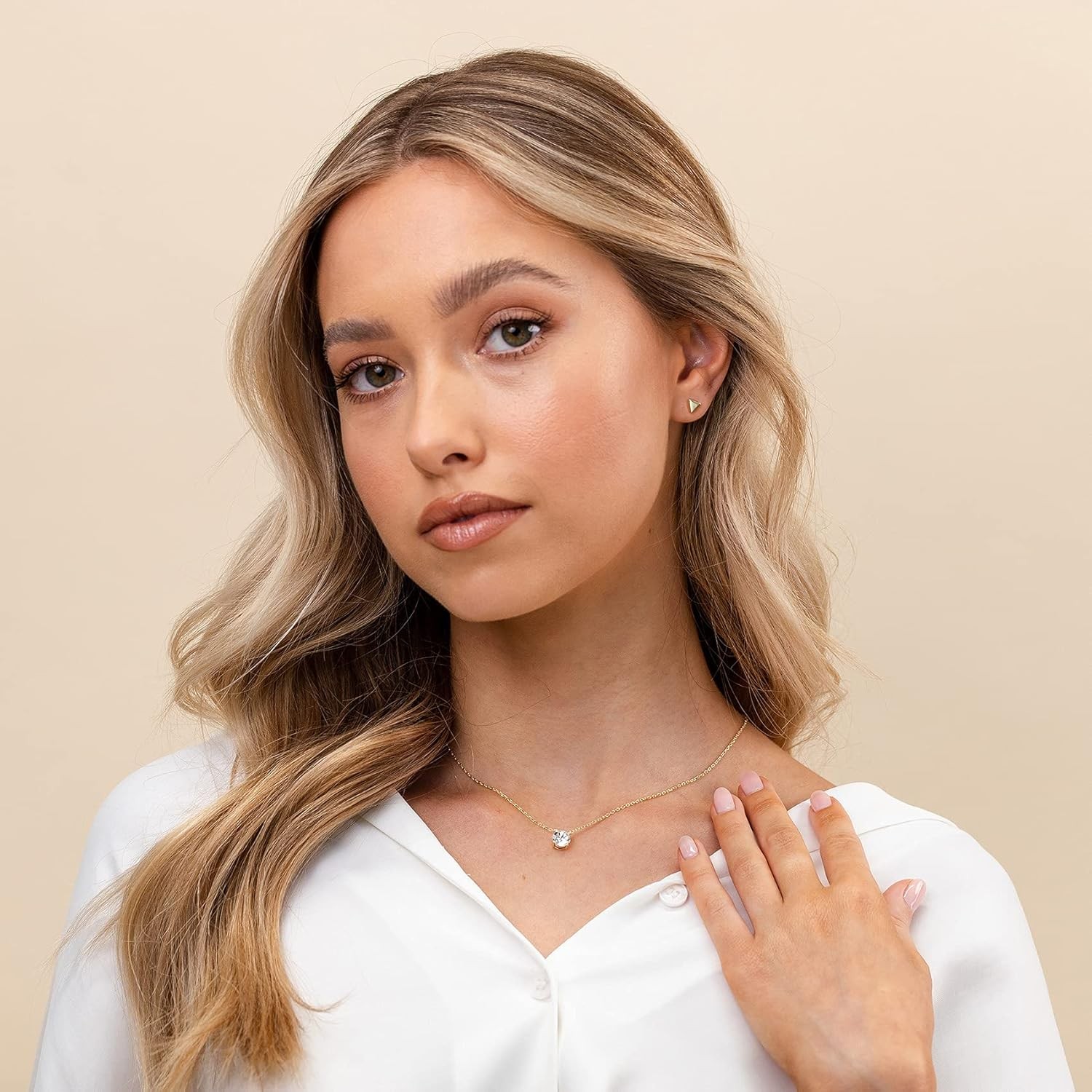 14K Gold Plated Crystal Solitaire Choker Necklace, 1.5 Carat CZ