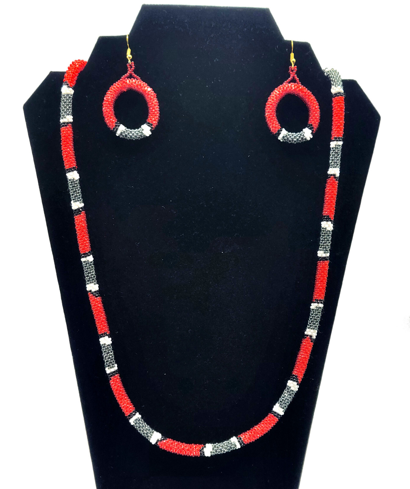 Glass Beaded Necklace and earring set Bohemian Hippie Beaded Jewellery Set