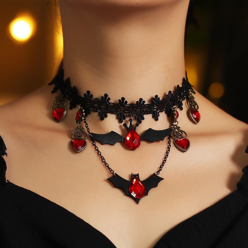 Gothic Bat choker, Bat necklace, Halloween choker, Halloween necklace