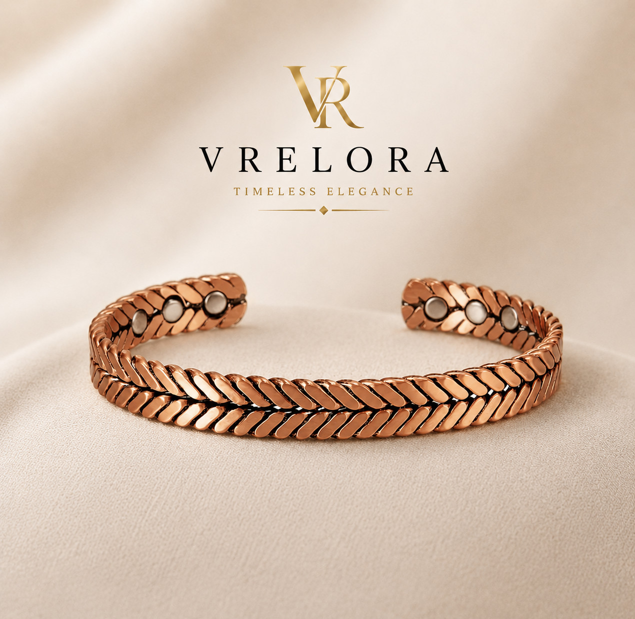 Copper Magnetic Cuff Bracelet for Men & Women – Adjustable Braided Open Bangle,