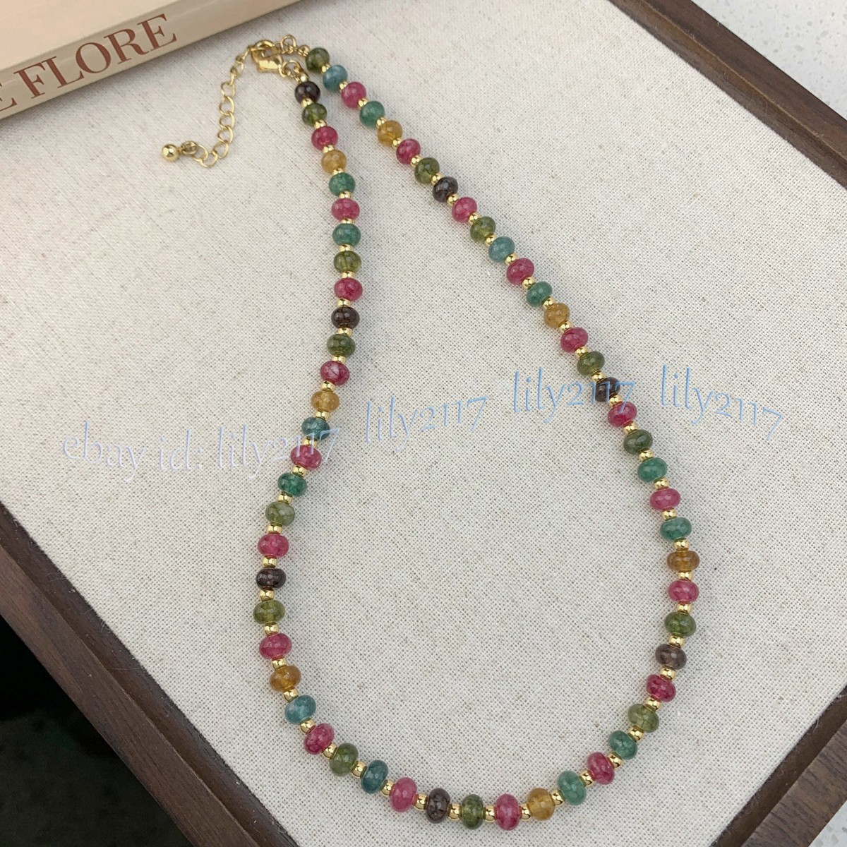 Beauty Natural Colorful Tourmaline Rondelle Gemstone Beads Necklace Bracelet Set