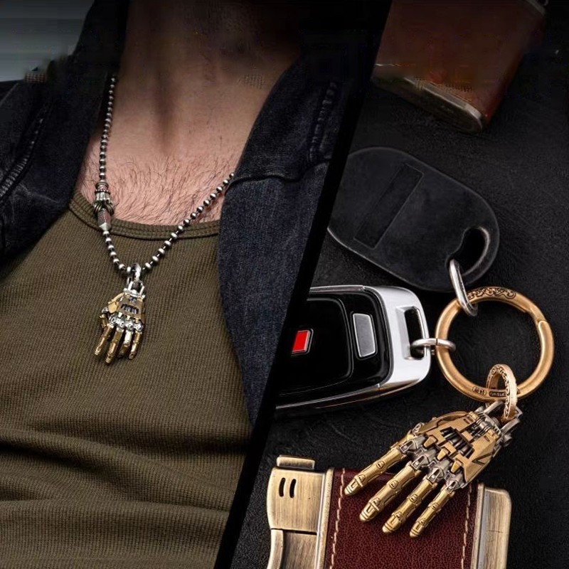 Mechanical Bionic Hand Pendant Movable Finger Joints Robot Hand Necklace Jewelry