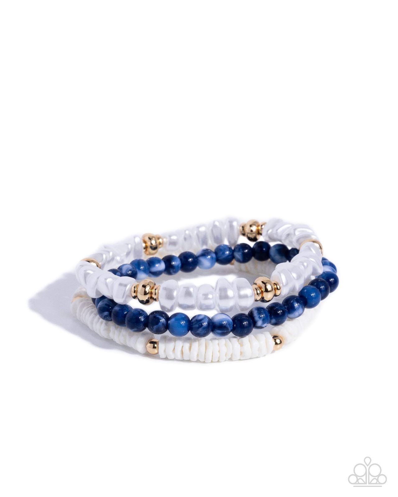 Paparazzi Sensible Shells – Blue -Pearls – Pebbles – Shells – Beads – Stretch. B