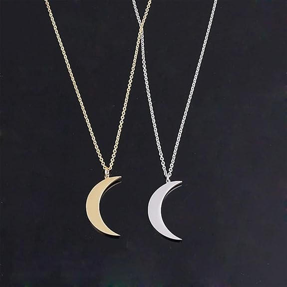 Crescent Moon Necklace Silver Plated Pendant Dainty Chain Jewelry Women Gift