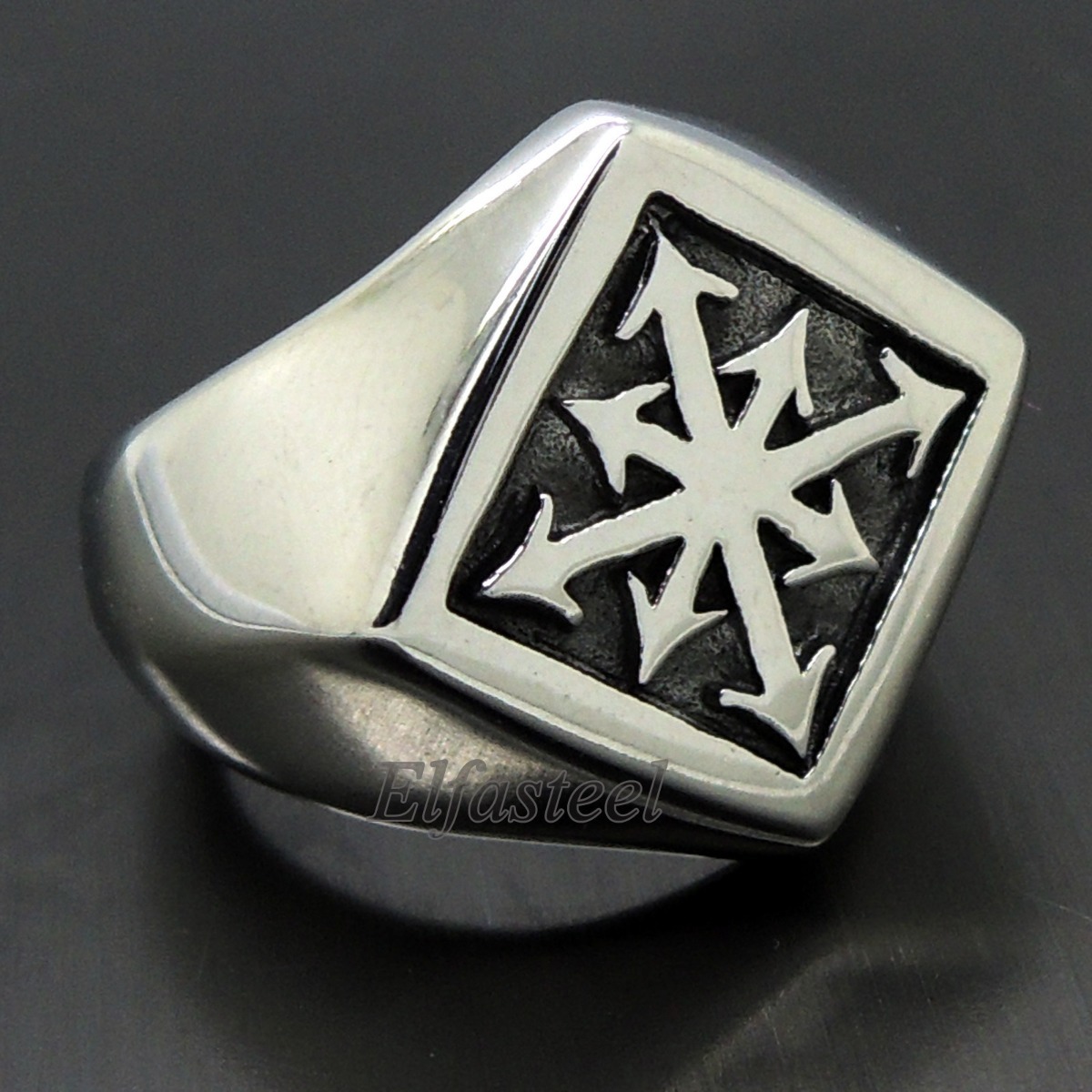 GOTHIC Magic 8 POINTED Chaos Star 316L Stainless Steel Ring