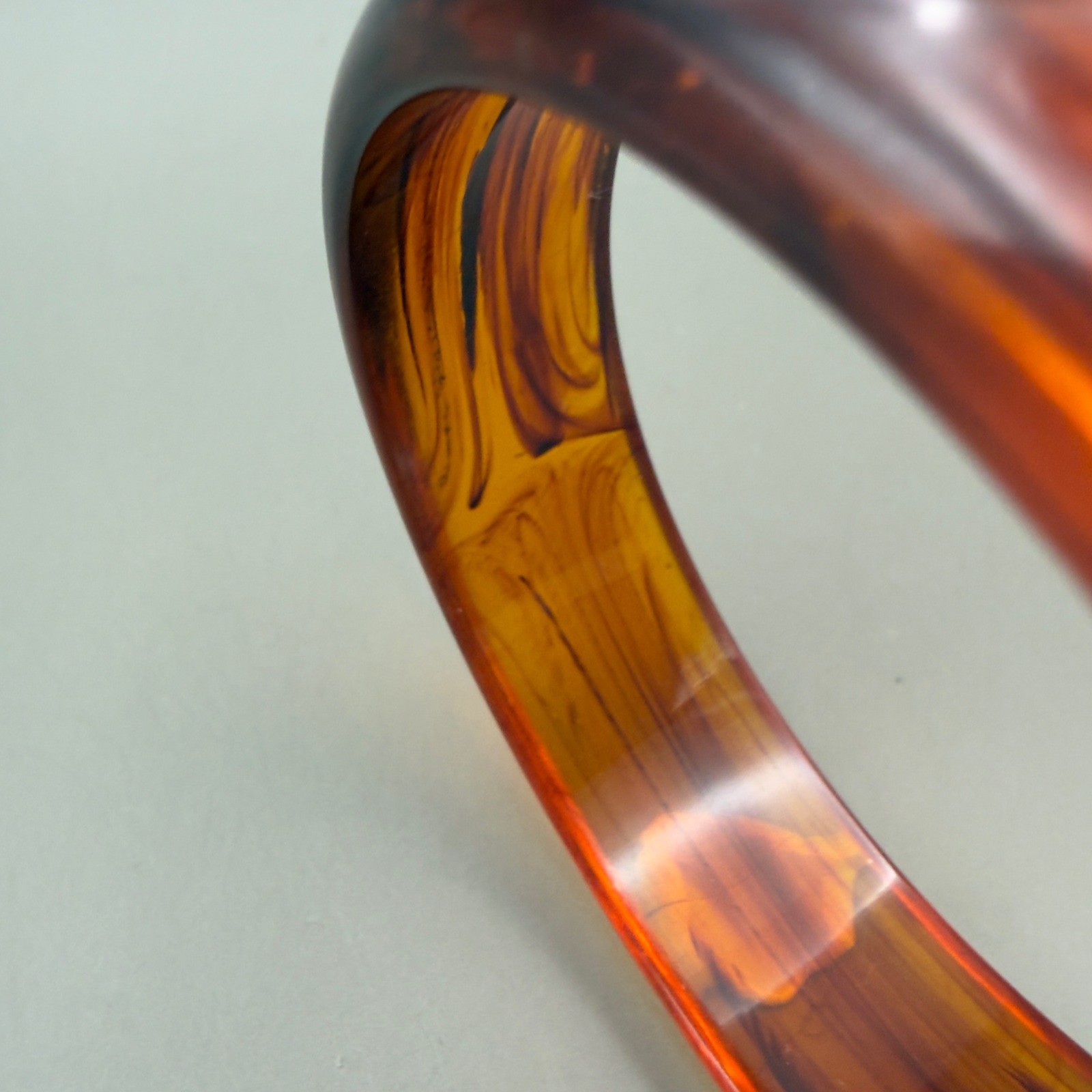 Faux Tortoise Shell Bangle Bracelet Amber Brown Resin Acrylic Domed Slip On
