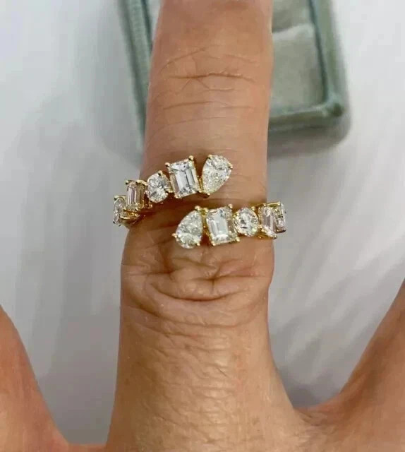 2.50Ct Moissanite Pear Cut Bypass Women’s Wedding Ring 14K Yellow Gold Plated