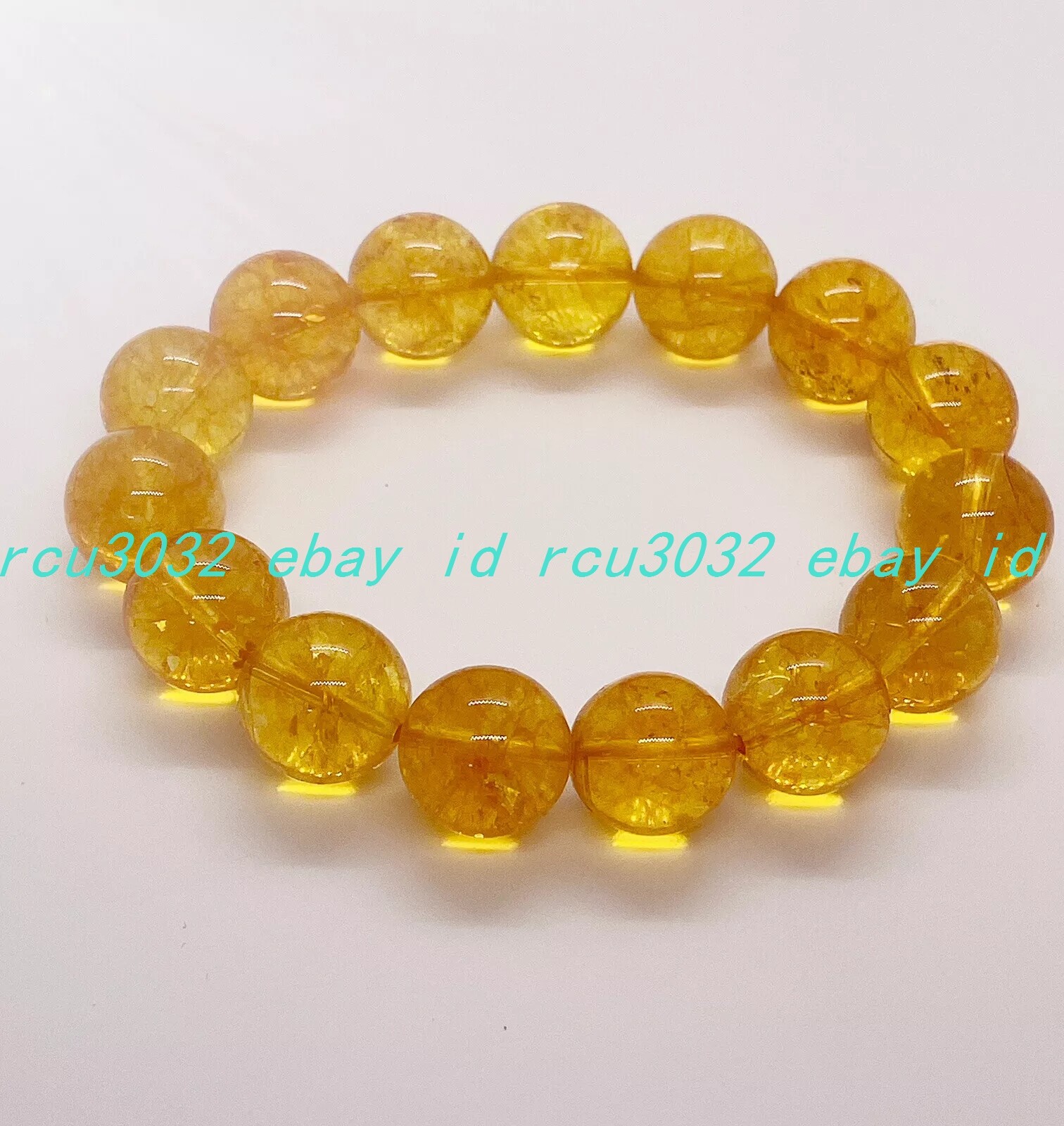 Natural Golden Citrine Gemstone 6-12 MM Round Beaded Stretch Bracelet 7.5 In
