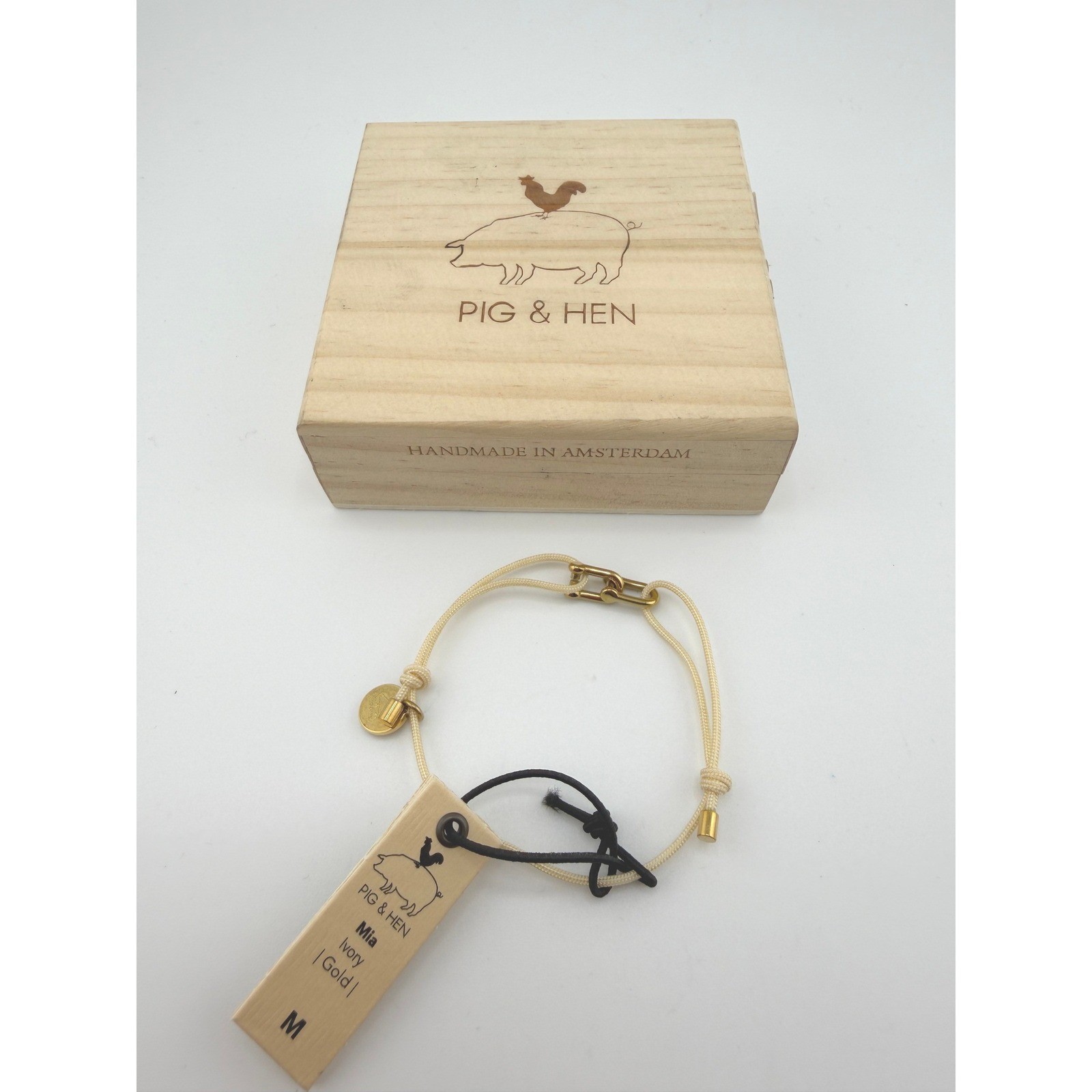 Pig & Hen Mia Ivory Gold Rope Bracelet Handmade in Amsterdam Size M (18-19cm)