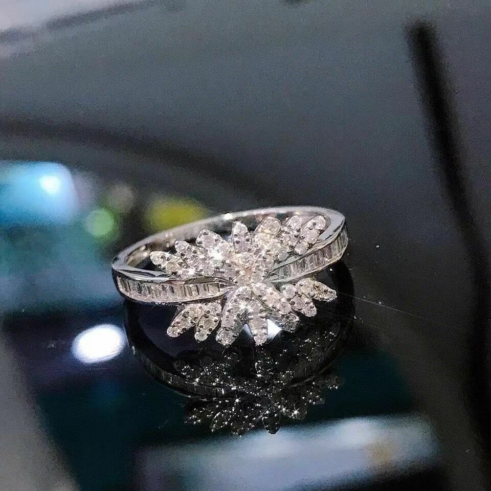 Cluster Ring in 925 sterling silver CZ cluster ring wedding band Engagement