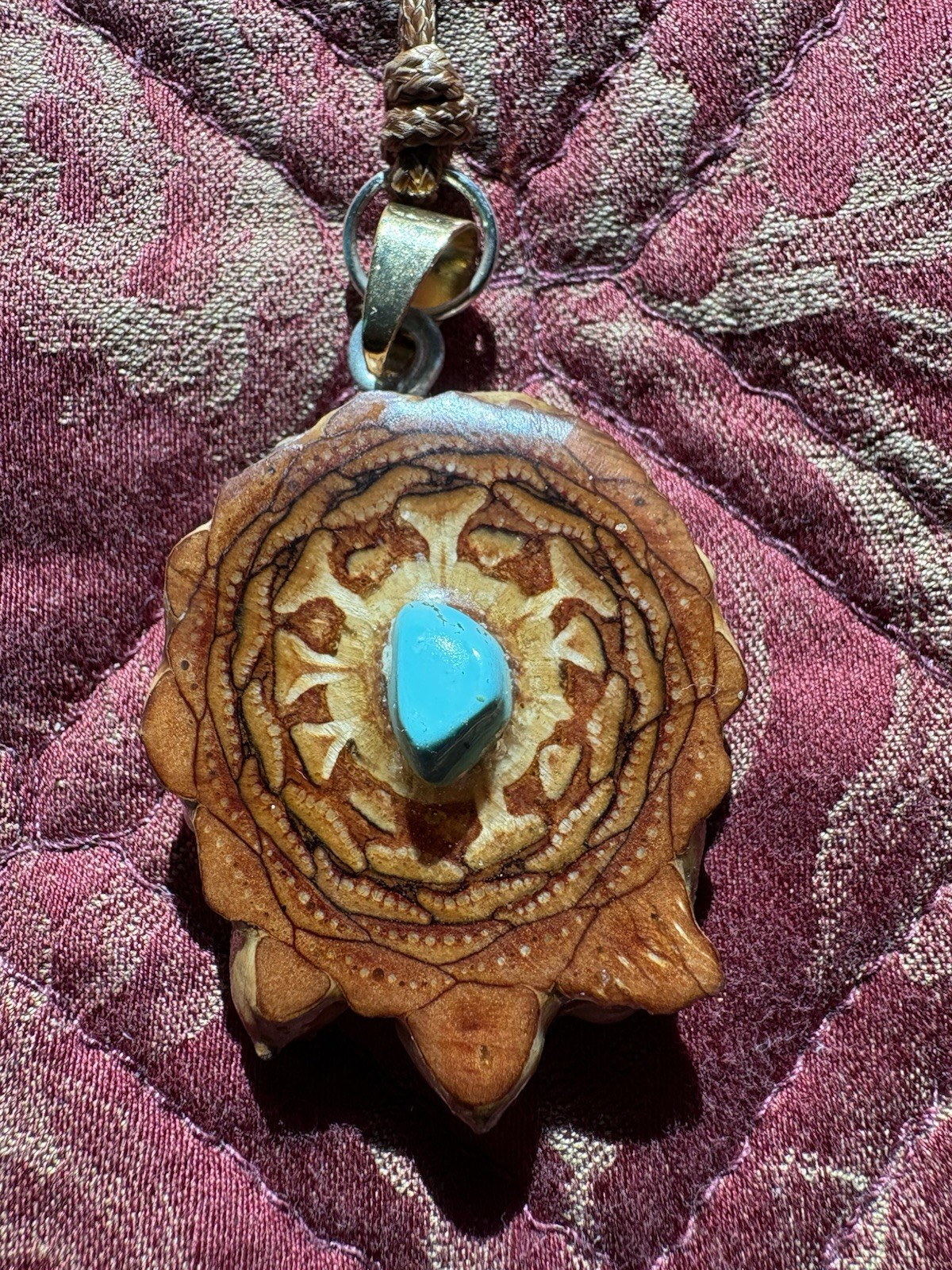 Knobcone Pinecone Pendant with Turquoise
