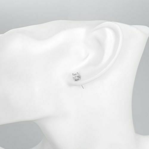 Sterling Silver Round Shaped Stud Earrings Cubic Zirconia 6mm Silver Round CZ