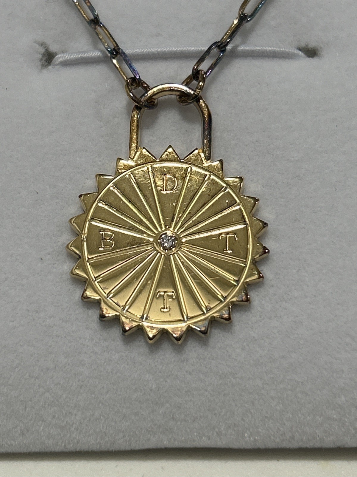 OAK AND LUNA ENGRAVED COMPASS NECKLACE ( B.D.T.T)SILVER Tarnished Selling As Is