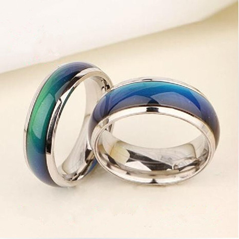 Men Ring Stainless Steel Color Change Mood Ring Emotion Feeling Changeable Ring