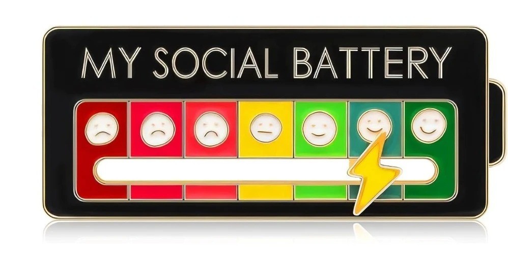 Funny Social Battery Slider Pin – 7-Mood Expression Badge, Cute Interactive Pin