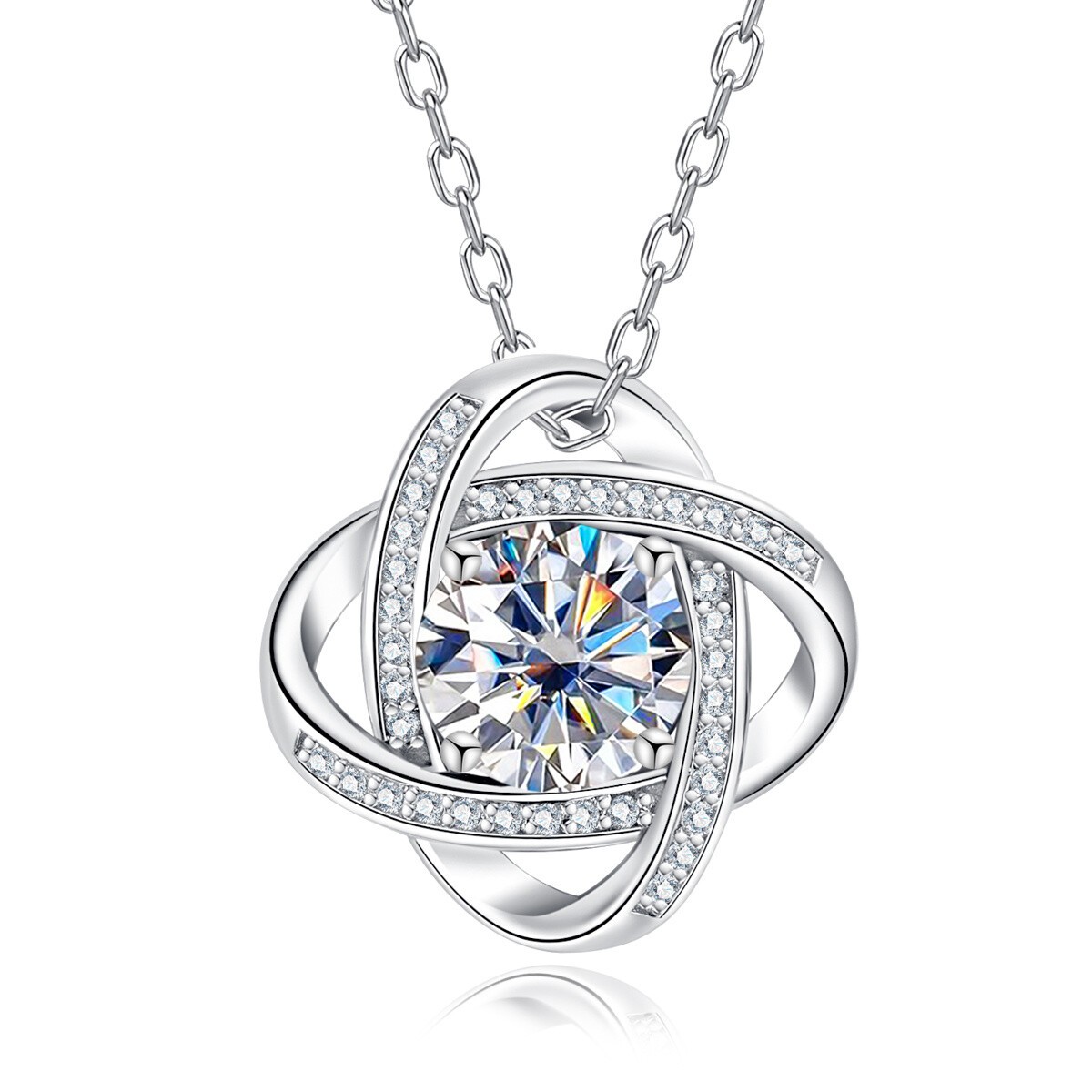 3CT Moissanite Pendant Love Knot Necklace D Color VVS1 S925 for Women