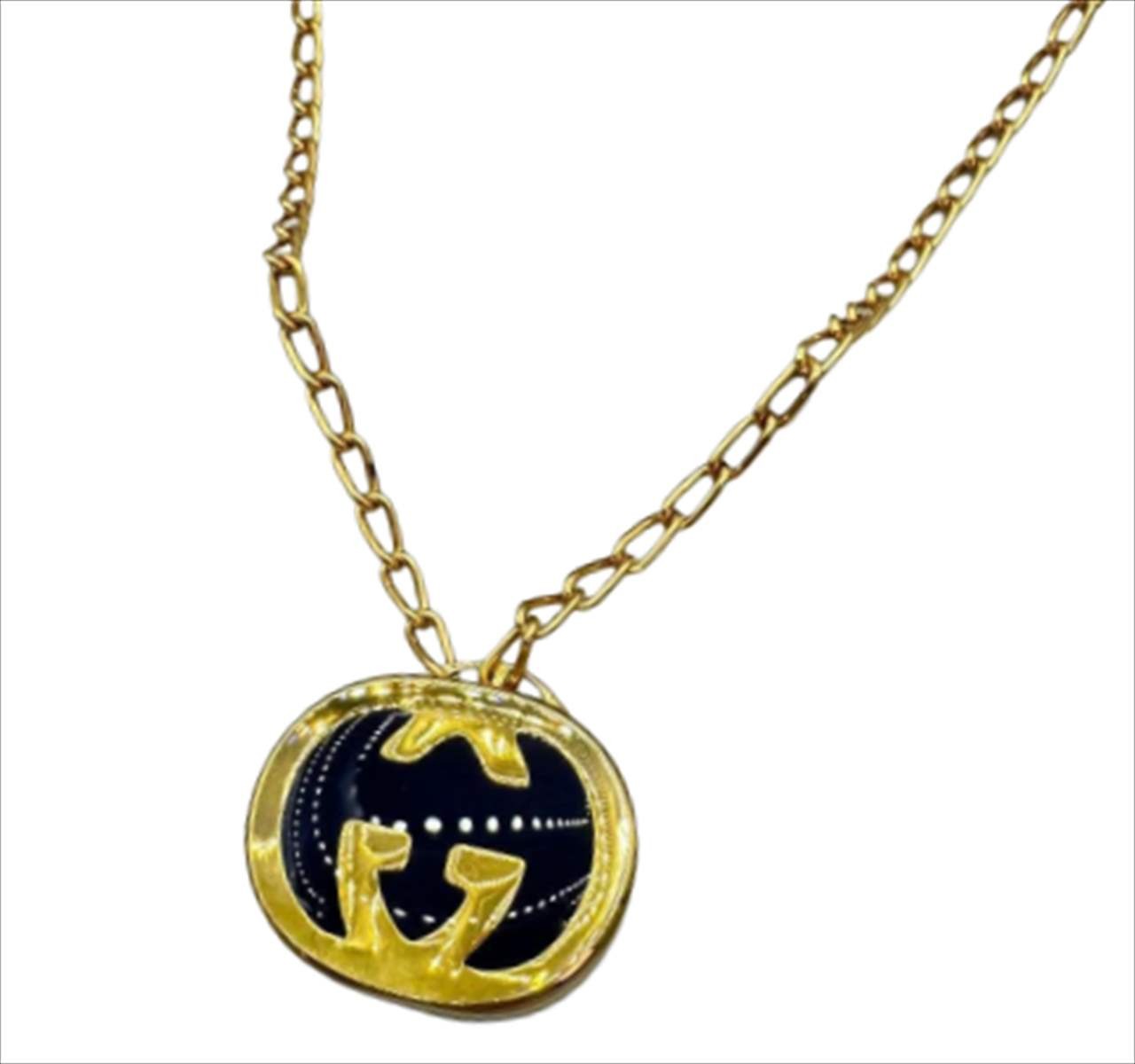 GUCCI Perfume Bottle Necklace Gold-plated Interlocking GG Logo Length: 29.5 in.