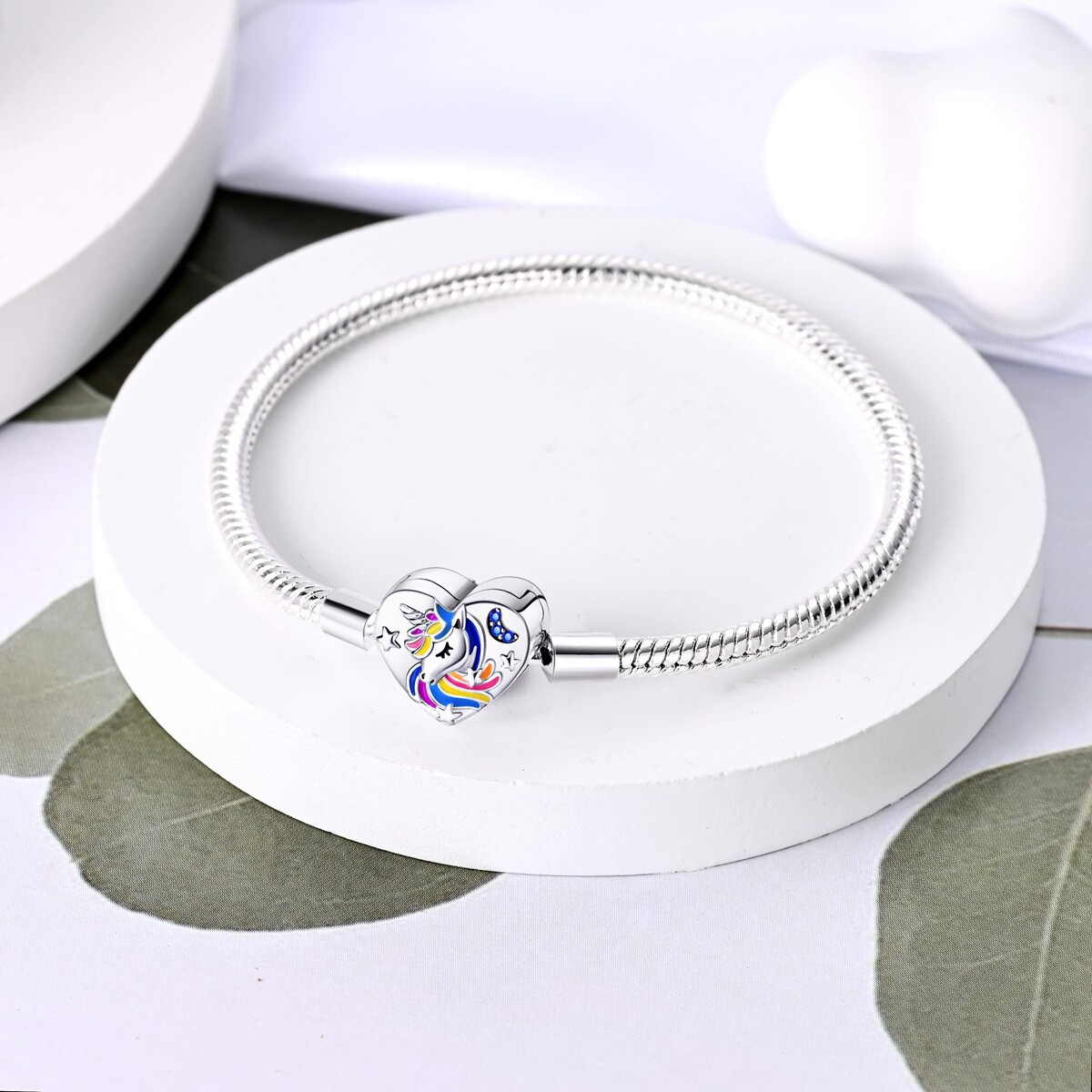MULA Starry Unicorn Clasp Snake Bracelet Blue CZ Fit Charms For Women Jewelry